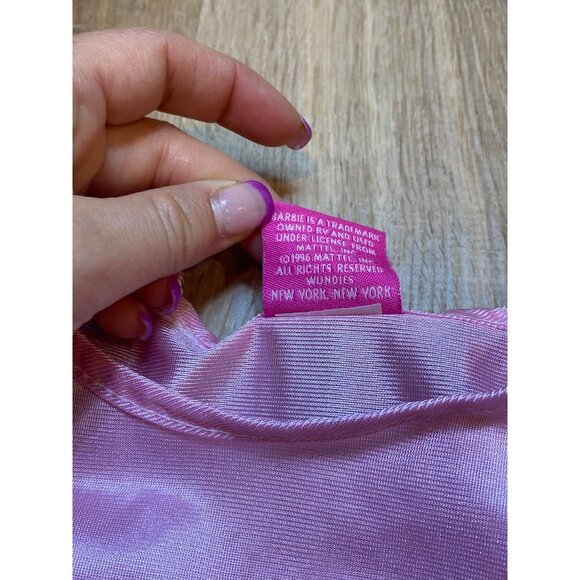 Vintage 1996 Barbie Pink Silky Nightgown Dress Girls With Lace Trim & Floral Bar - Picture 5 of 9